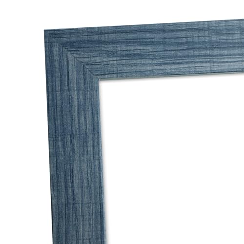 Image of Frametory, 16x20 Picture Frame with Mat for 11x14 Photo - High Definition Glass Wide Molding - Preinstalled Wall Mounting Hardware (Blue, 2 Pack)