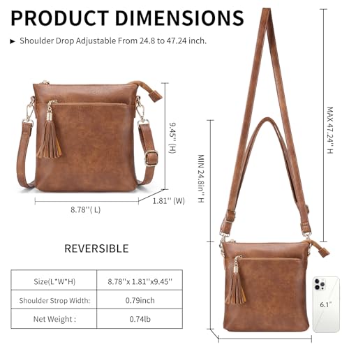 SENDEFN Crossbody Purse for Women Lightweight Medium Trendy Leather Crossbody Bag Women's Shoulder Handbags with Tassel3
