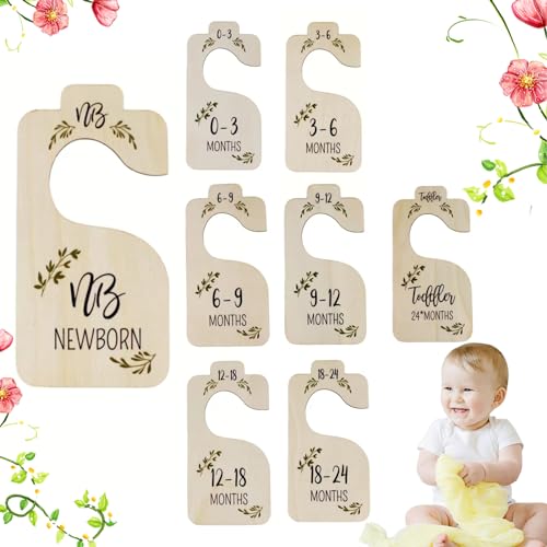 Image of GLDonee Wooden Baby Closet Dividers for Baby Clothes Organizer Baby Closet Organizer Hangers For Nursery Decor Baby Clothes Dividers For Closet Size Hangers (White)