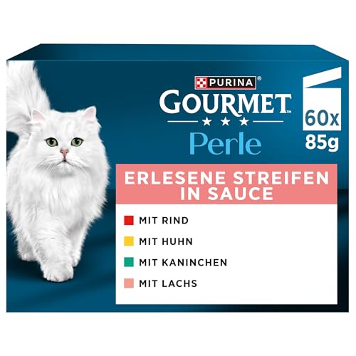 Gourmet Perle Erlesene Streifen Katzenfutter nass, Sorten-Mix, 60er Pack (60 x 85g)