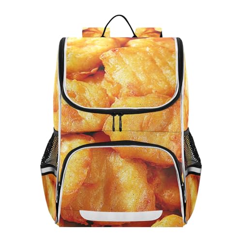 Fried Chicken Nuggets Printed Backpack Printed Student School Bag Large Capacity Bookbag Rucksack for Work School Travel Daypack
