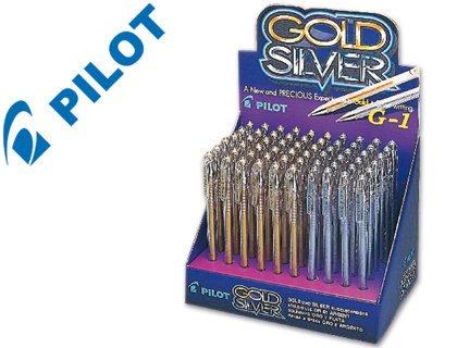 Boligrafo pilot g-1 -oro-plata -expositor con 60