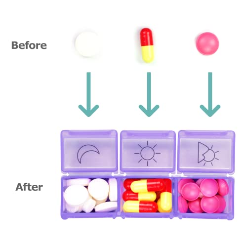 Billybath Pillendoosje voor 7 dagen, weekoverzicht, voor de kleine ochtend, middagavond, draagbaar, met drie grote aparte vakken voor medicijnen, vitaminen, calciumtabletten enz. - Afbeelding 6