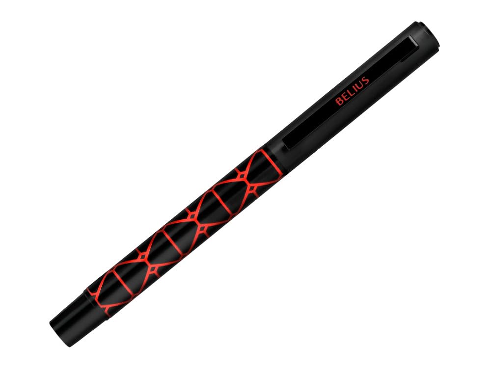 BELIUS Legacy Aluminium Triangle Design Pen Red Body Black Ink Blue Box Design