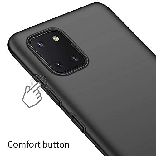 Image of Mobile Back Cover Case for Samsung A81 (Silicone Case|CameraProtection|Black SC1510)