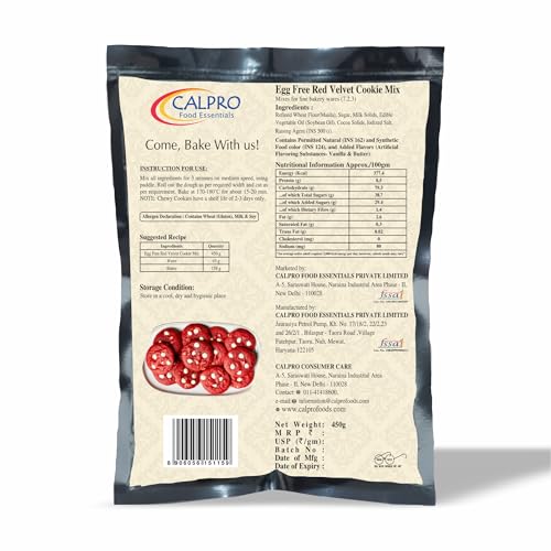 Image of Calpro's Red Velvet Cookie Premix - 450G | Eggless, Cheese-Flavored, 100% Vegetarian | Ideal for Gifting & Snacking