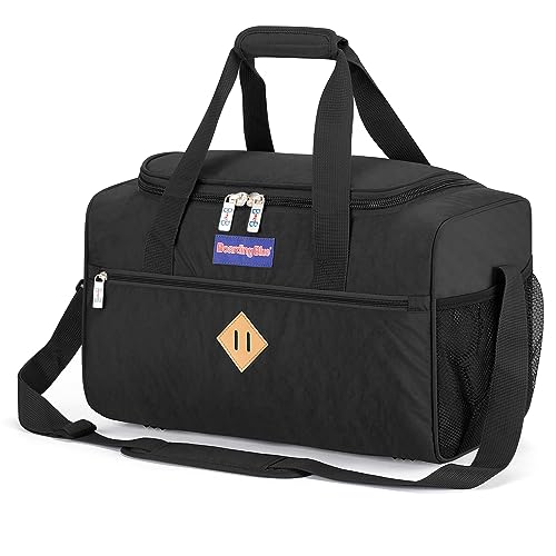 17X10X9 Inches United Airlines Personal Item Under Seat Duffel bag Suitable for Major Airlines including United, Spirit, Jetblue, Frontier, and American - Duffel Bag Design (Black)