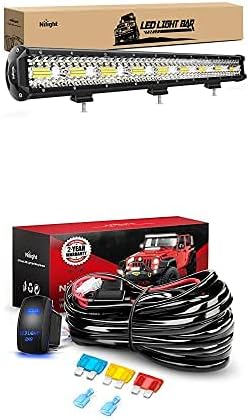 Nilight LED Light Bar 26Inch 540W Spot Flood Combo Led Off Road Lights with 12V 5Pin Rocker Switch 14AWG Wiring Harness Kit-1 Lead, 2 Years Warranty