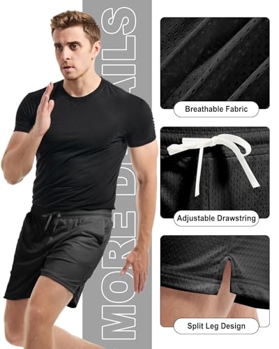 AIMPACT Mens Mesh Shorts Breathable Double Layer Fabric 6 Inch Basketball Sportswear Lounge Shorts4