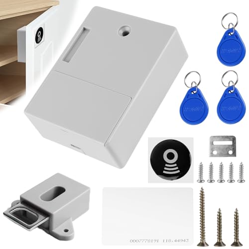 Behogan Serrure électronique d'armoire : serrure de tiroir intelligente, serrure de meuble avec 3 porte-clés et 1 carte RFID, serrure numérique cachée intelligente SmartLock sans trou perforé