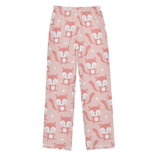 Lovely Fox Love Heart Boys Long Pants Soft Trousers Elastic Waist Kids Lounge Bottoms with Pockets S-XL