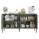 59" w Buffet Cabinet with Storage, Kitchen Storage Cabinet Wood Console Table Coffee Bar Accent Cabinets for Living Room Dining Room Entryway, Green