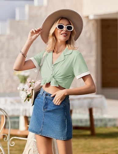 Image of Ekouaer Womens Button Down Pajamas Set Short Sleeve Sleepwear 2026 Summer Soft 2 Piece Lounge Sets
