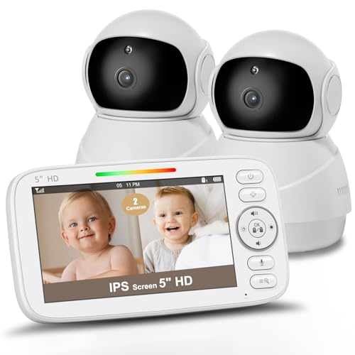 Kidsneed 5" Split Screen Baby Monitor with 2 HD 720P