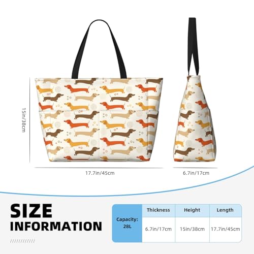 Dachshund Large Beach Bag Waterproof Sandproof Swim Tote Pool Bag For Women With Zipper3