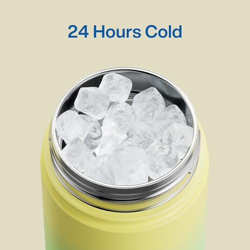 Image of ENCOOL Insulated Water Bottle with Straw Stainless Steel Water Bottle, Leak-Proof, BPA-Free, Double Wall Vacuum Keeps Cold for 24 Hours for Sports, Travel, School (18 oz, Soft Lagoon)