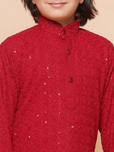 Image of AJ DEZINES Kids Kurta Pajama Set For Boys | Embroidery Chikankari Kurta Set | Traditional & Festive Outfit | Cotton Stylish Boys Kurta Pyjama | Perfect For Festivals Wedding & Family Function