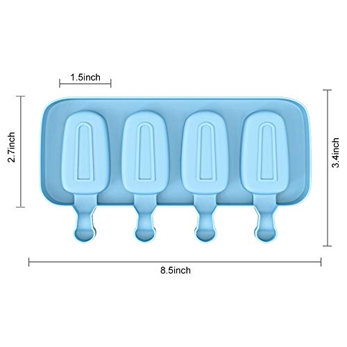 image for Ouddy Life Popsicle Molds Set of 2, Ice Pop Molds Silicone 4 Cavities 
