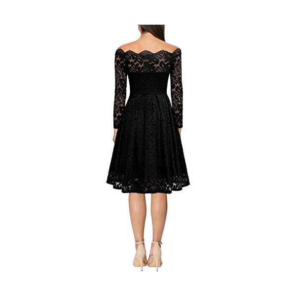 MISSMAY-Womens-Vintage-Floral-Lace-Long-Sleeve-Boat-Neck-Cocktail-Party-Swing-Dress MISSMAY Women's Vintage Floral Lace Long Sleeve Boat Neck Cocktail Party Swing Dress (Large, Black)
