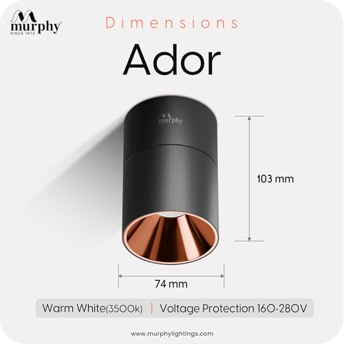 Image of Murphy 12W Black Body Reflective Rose Gold Finish 360 Degree Adjustable LED Surface COB Light - Wall /Ceiling Mountable : Warm White, Pack of 8