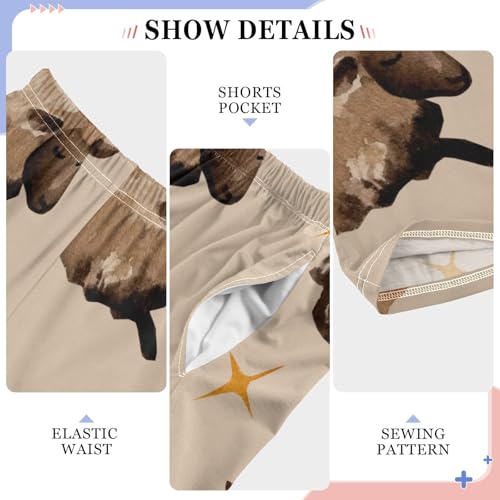 Watercolor Sheep Boys Pants Boys Athletic Pants Long Pant for Boywith Pockets Wide-Leg Size 6-14Y4