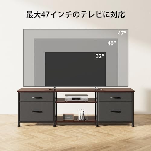 undefined YeTom テレビ台 テレビボード 収納テレビ台 ローボード テレビラック 47インチまで対応 板は調節可能 幅110×奥行30×高さ38.5cm ブラウン の商品画像 3