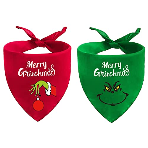 Christmas Dog Bandanas Puppy Scarf - Merry Ch...