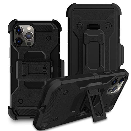 ChuangXinFulliPhone 12 Pro/iPhone 12 Holster case, Belt Clip (Rubberized Grip) Slim Fit Protective Cover with Kickstand, Combo Shell Holder for iPhone 12 Pro (iPhone 12 Pro 6.1inch)