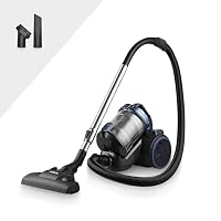 Tower T102004 TXP10 Multi-Cyclonic Bagless Cylinder Vacuum Cleaner with Crevice Tool, Floor Brush, Small Brush, Automatic Cord Rewinder, 1.5L, 800W, Blue