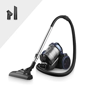 Tower T102004 TXP10 Multi-Cyclonic Bagless Cylinder Vacuum Cleaner with Crevice Tool, Floor Brush, Small Brush, Automatic Cord Rewinder, 1.5L, 800W, Blue