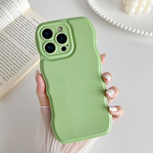 FABSPARK Phone Case for iPhone 16 Pro Max Case,Simple Wave Design Wavy Frame Soft Silicone Aesthetic for iPhone 16 Pro Max,Pea Green by FABSPARK - Used condition - Image 8