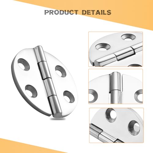 Robuste Scharniere für Schiffsluke, 316 Edelstahl, 6,3 cm, runde Scharniere für Schranktür mit Schrauben, 2 Stück