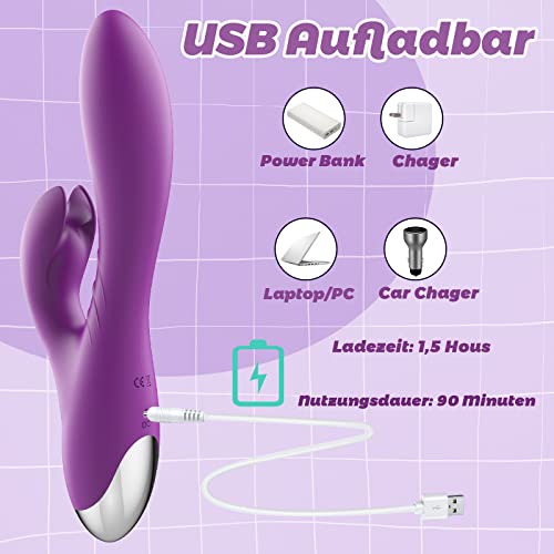 G-spot vibratoren, siliconen konijnenvibrators voor clitoris en G-spot met stootfunctie en 10 vibratiemodi, seksspeelgoed voor vrouwen - Afbeelding 6