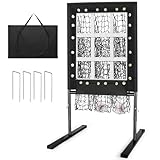 MONOJOY Baseball Pitching Net: 9-Hole Pitching Net with Strike Zone Adjustable Softball Pitching Nets Includes Carry Bag for Indoor | Outdoor Use, Practice of Pitching, Batting, and Throwing Drills