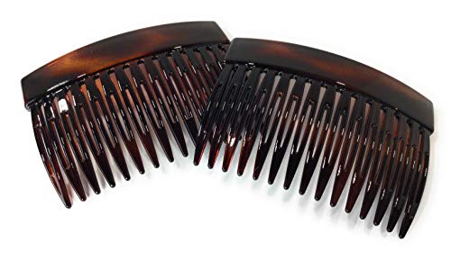 niavida 2 unidades pente de cabelo de madeira castanho havanna-âmbar 8 x 5,5 cm, fabricado em França