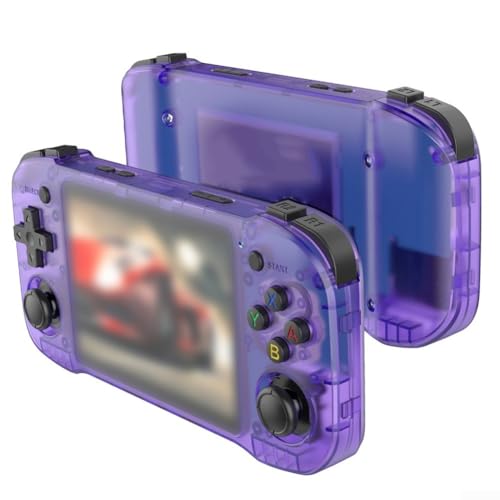 Mixabloem Consola de juegos retro portátil con pantalla IPS de 4.2 pulgadas, memoria de 128 GB para títulos vintage, reproductor ABS compacto para uso en exteriores (64 G, morado)