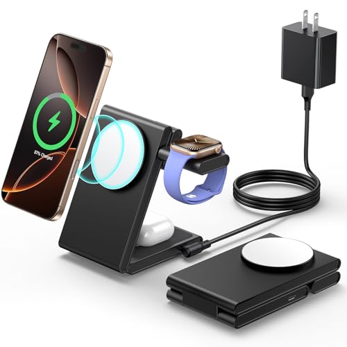 yPSEF؍ρzMeifigno 3 in 1 CX[d ܂肽ݎ MagSafe[dX^hb3䓯[d ő15W}[dbQiΉEiPhone/Apple Watch/AirPodsΉb20W PD 3.0A_v^[t ([d