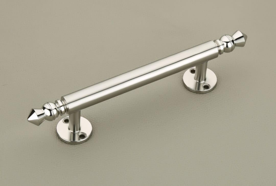 Stainless Steel Mandir Door Handle with Fixing Screws | Decorative Temple Door Pull Handle for Pooja Room, Cabinet & Wooden Door | Silver Finish | 8 Inches Pack of 1-image-44