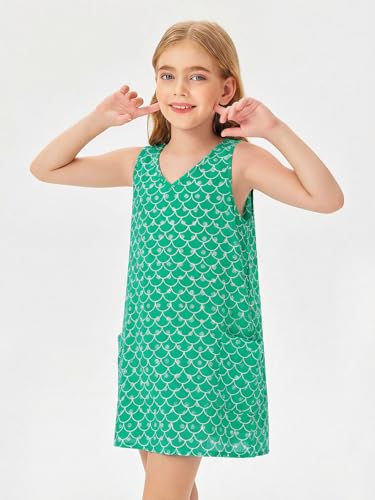 Image of Batermoon Girls Swim Cover Up V Neck Swiss Polka Dot Summer Beach Dress | Kids Cover-Ups, Sleeveless Vacation Swimwuits, Boho Cute Dresses with Pockets 4-14 Years