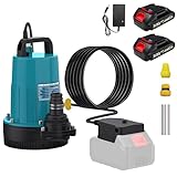 UPF 水中ポンプ バッテリー式 12m揚程 充電式 排水ポンプ 排出量6m³/h 電動ポンプ 2個バッテリー付き 電動ポンプ マキタ18V互換バッテリー対応 水抜きポン 围畑 庭木などの散水 池水の循環 排水に