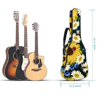 Housse de guitare en tissu Oxford épais rembourré avec boucle de suspension et sangle de cou Motif tournesol et feuilles roses 101,6 cm, Multicolore 4., 42.9×16.9×4.7 in, Sac de transport tendance - Les Beatles, Paul McCartney, John Lennon, RIngo Starr, George Harrison Housse de guitare en tissu Oxford épais rembourré avec boucle de suspension et sangle de cou Motif tournesol et feuilles roses 101,6 cm, Multicolore 4., 42.9x16.9x4.7 in, Sac de transport tendance – Image 5