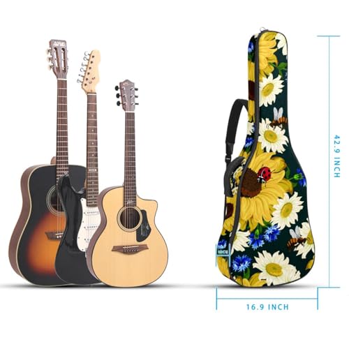 Housse de guitare en tissu Oxford épais rembourré avec boucle de suspension et sangle de cou Motif tournesol et feuilles roses 101,6 cm, Multicolore 4., 42.9×16.9×4.7 in, Sac de transport tendance - Les Beatles, Paul McCartney, John Lennon, RIngo Starr, George Harrison Housse de guitare en tissu Oxford épais rembourré avec boucle de suspension et sangle de cou Motif tournesol et feuilles roses 101,6 cm, Multicolore 4., 42.9x16.9x4.7 in, Sac de transport tendance – Image 6
