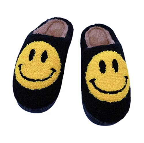 DCLTD Smile Face Slipper Women Slide Kids Fuzzy Slides with Soft Memory Foam Comfort Cotton Slip on Warm Slipper Anti-Slip Soft Sole Slippers for Kids Women Slip-in Men