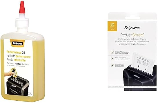 زيت تقطيع الأداء Powershred ، 12 أونصة. & Powershred ورقة تقطيع ورقة التشحيم صفائح ، 6 &times; 8.50 &times; 0.031 بوصة ، 10 عبوات