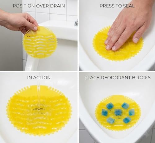 Image of AIR O MATIC Urinal Screen Mat Lemon (Yellow, Medium) -20 Pieces Urinal Screen Mat for Men's Restroom, Lemon Scented