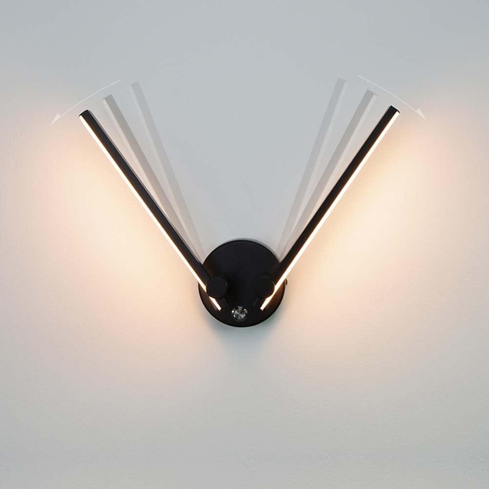 AoLa Lámpara LED de Pared de 12W con Interruptor Luz de Pared Larga Aplique orientable Flexible de 2 Llamas Lámpara de mesilla de Noche de Metal Blanco cálido 3000K Negro
