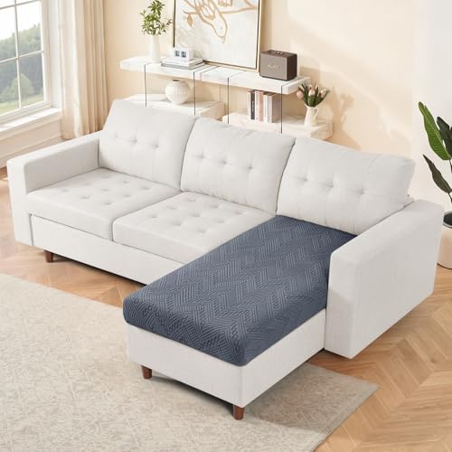 Ruaozz Couch Cushion Covers for Sectional Sofa Stretch Seat Cushion Covers Washable Sofa Slipcovers for L Shaped Soft Furniture Protector Pet Friendly (1 PC Chaise Cover, Grey) — view 3