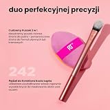 Real Techniques Precision Perfection Duo, Viral Kitten Paw Concealer Brush & Dwustronna puder do pudru i podkładu, przyjazny w podróży zestaw pędzli do makijażu, bez okrucieństwa, 2-częściowy zestaw