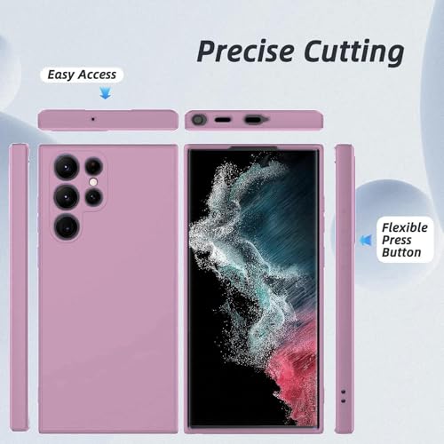 Image of DIZORO Microfiber Candy Case Compatible for Samsung Galaxy S22 Ultra Shockproof Slim Back Cover Liquid Silicone Bumper Camera Protective Phone Cover (Lilac)