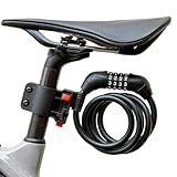 【Amazon.co.jp限定】RSTF 自転車 コイルワイヤー錠 ダイヤル式 10mm×1200mm ブラケット付属 ブラック